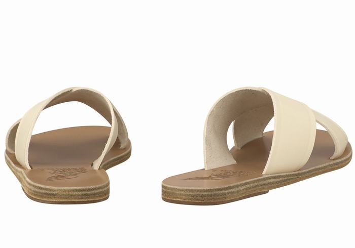 Women Ancient Greek Sandals Thais Slide Sandals White | XYZ484VO