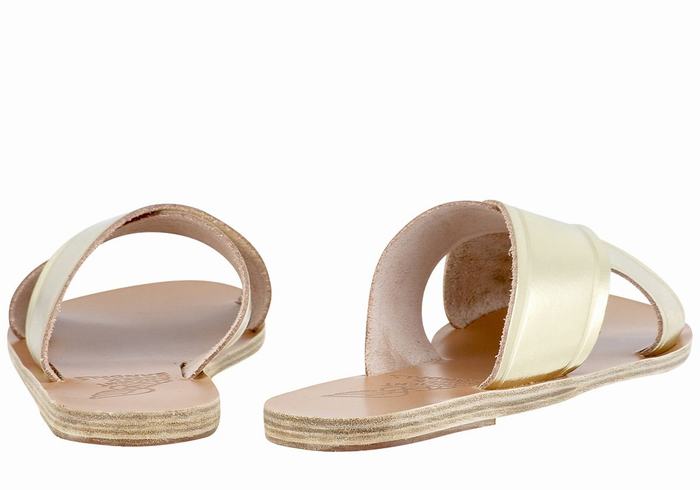 Women Ancient Greek Sandals Thais Slide Sandals Gold White | KKP4870XU