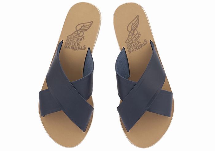 Women Ancient Greek Sandals Thais Slide Sandals Dark Blue | COY1052VB