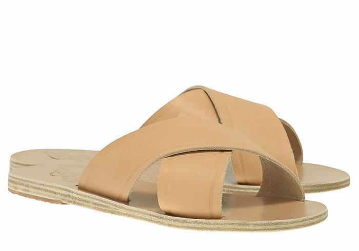 Women Ancient Greek Sandals Thais Slide Sandals Beige | ZDN1491DA