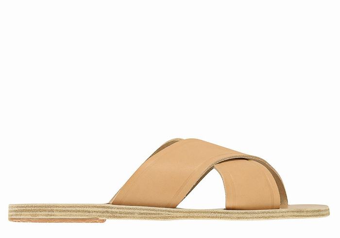 Women Ancient Greek Sandals Thais Slide Sandals Beige | ZDN1491DA