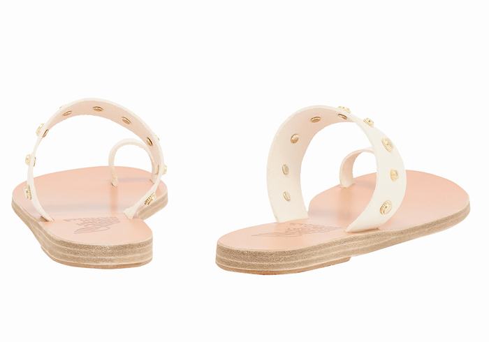 Women Ancient Greek Sandals Thalia Bee Toe-Post Sandals White | ZIS9587PJ