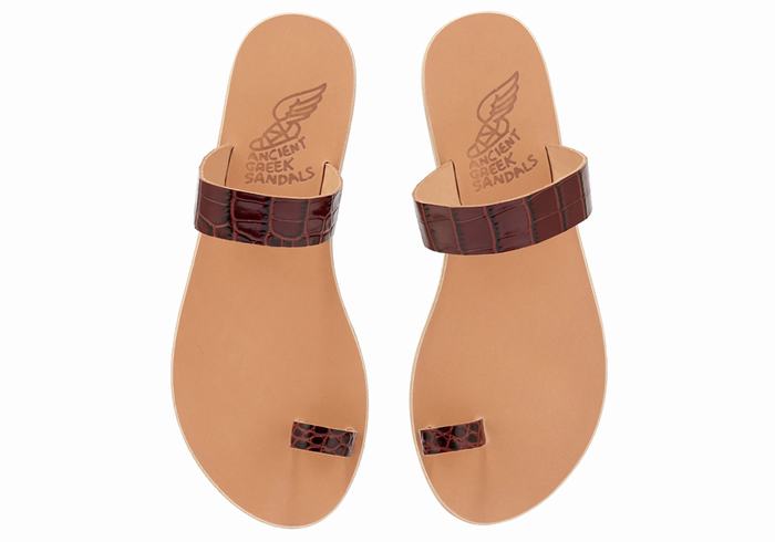 Women Ancient Greek Sandals Thalia Toe-Post Sandals Dark Red Black | LYX10090LR