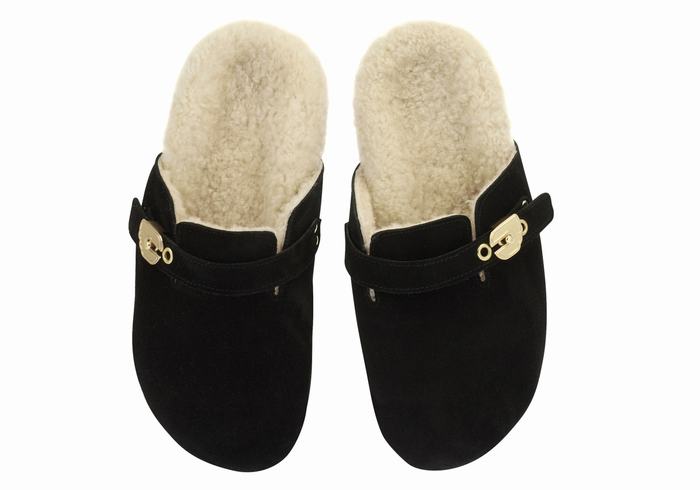 Women Ancient Greek Sandals Vasilitsa Slippers Black | YDF10052BK