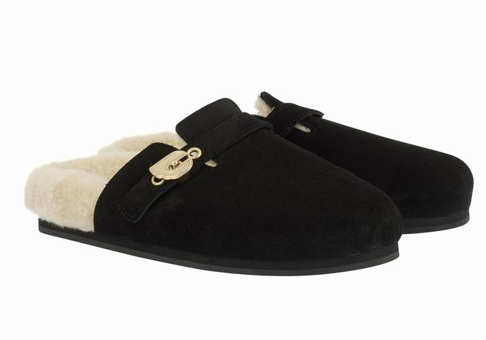 Women Ancient Greek Sandals Vasilitsa Slippers Black | YDF10052BK