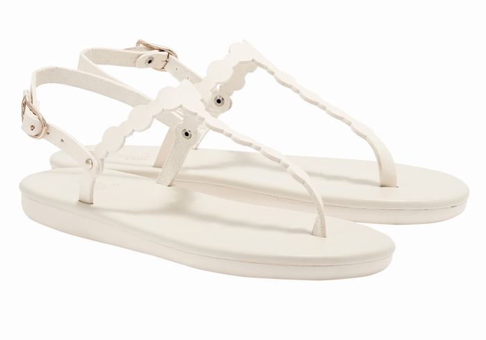 Women Ancient Greek Sandals Velos Flip Flop Back-Strap Sandals White | QUO7053ZJ