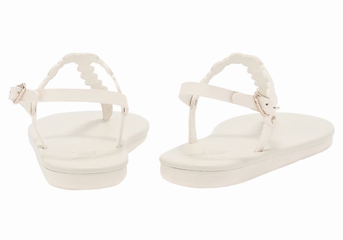 Women Ancient Greek Sandals Velos Flip Flop Back-Strap Sandals White | QUO7053ZJ