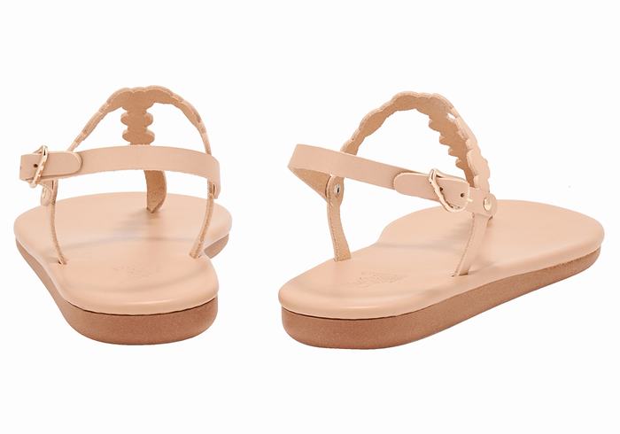 Women Ancient Greek Sandals Velos Flip Flop Back-Strap Sandals Beige | MRS5969JI