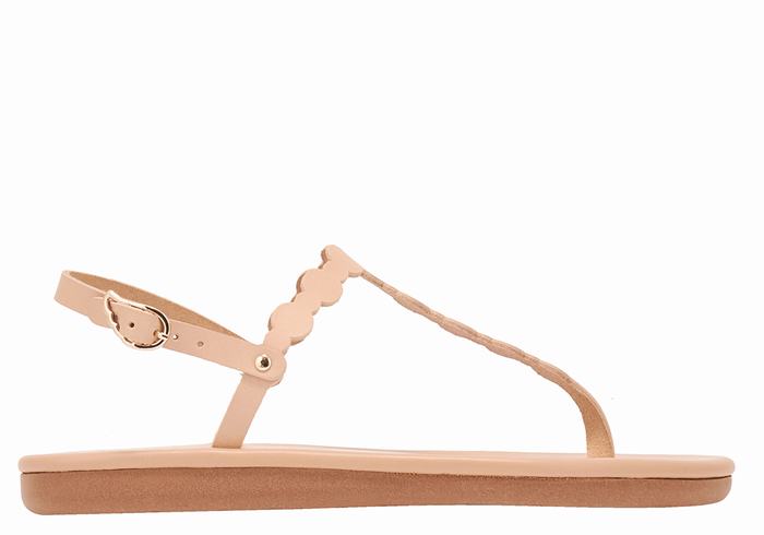 Women Ancient Greek Sandals Velos Flip Flop Back-Strap Sandals Beige | MRS5969JI