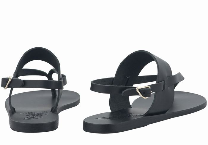 Women Ancient Greek Sandals Zoe Flip Flop Leather Back-Strap Sandals Black | ZZU5532MU